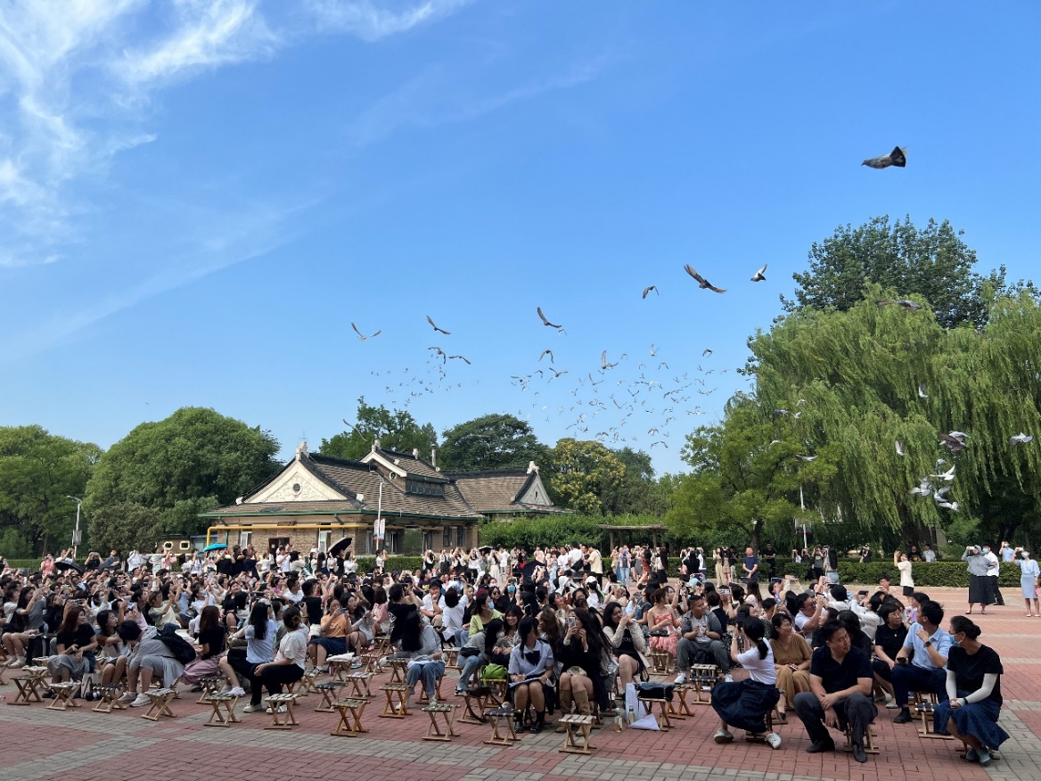 许多人在草地上描述已自动生成